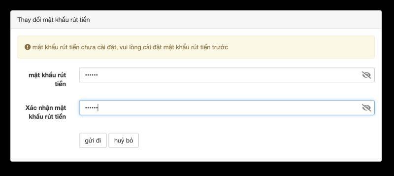 Bước 1: Tạo mật khẩu rút tiền để bắt đầu
