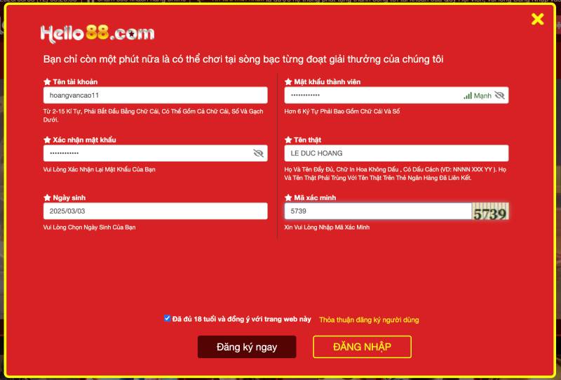 Bước 2: Điền thông tin cá nhân chính xác