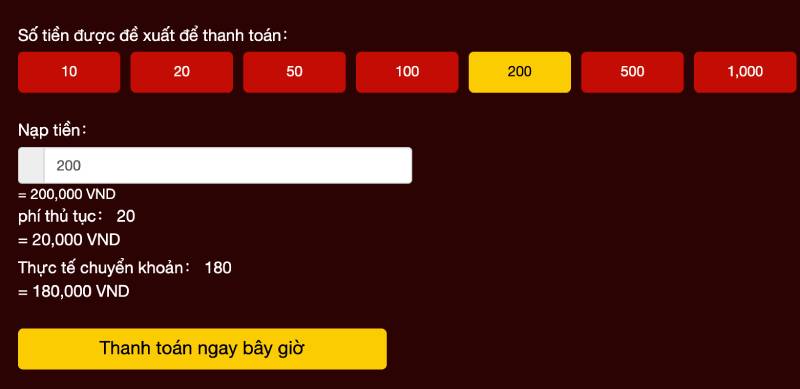 Bước 3: Điền đầy đủ và chính xác thông tin để nạp tiền